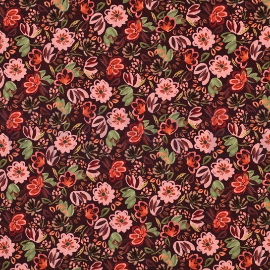 JERSEY DIGITAL FLOWERS BURGUNDY #7