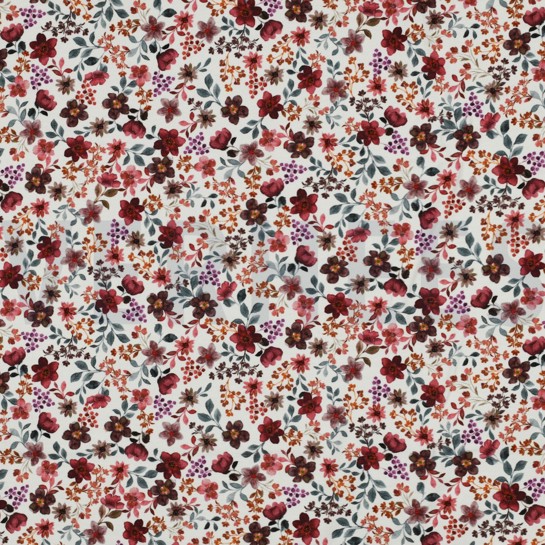 JERSEY GOTS DIGITAL BLUMEN BORDEAUXROT #7