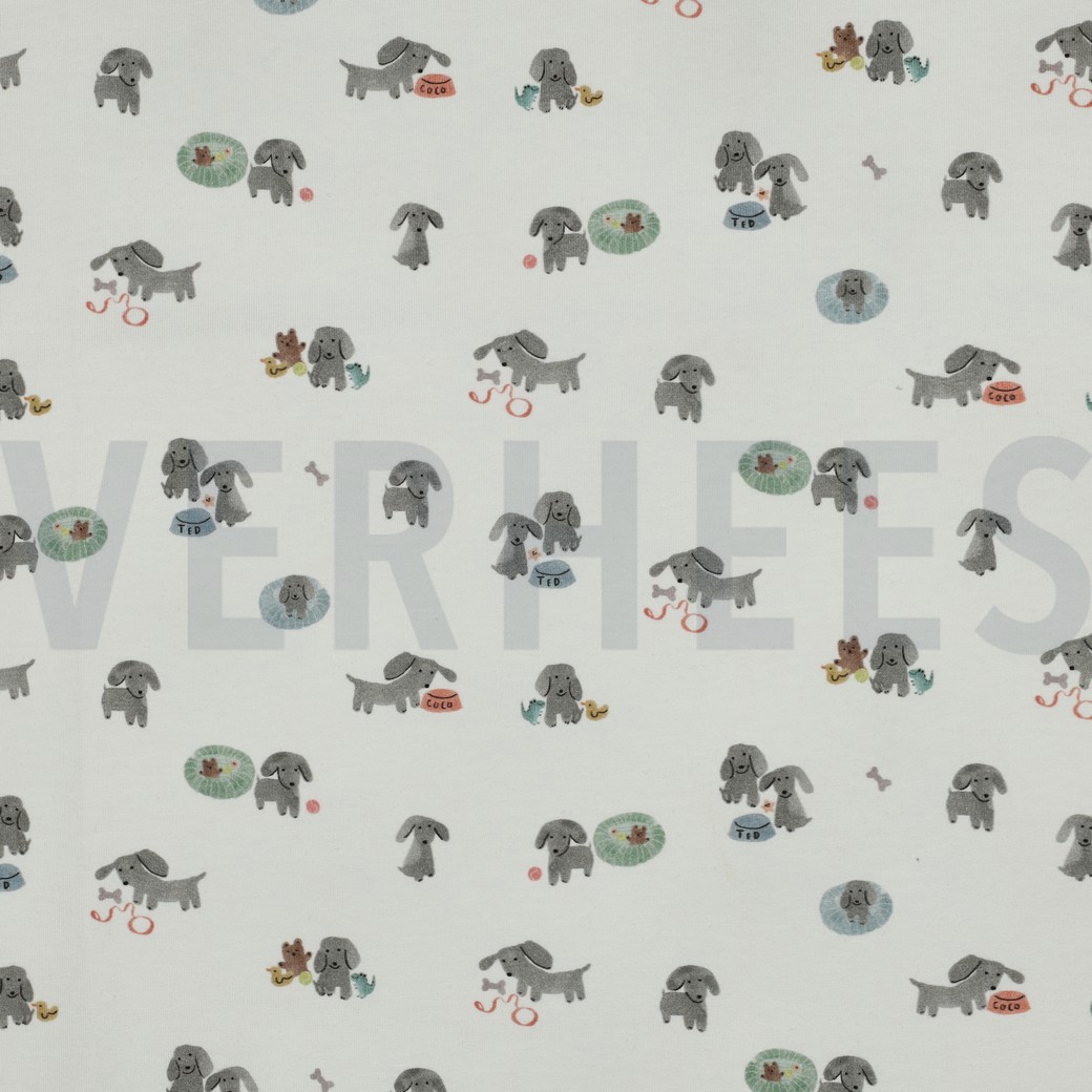 JERSEY GOTS DIGITAL HUNDE GEBROCHEN WEISS