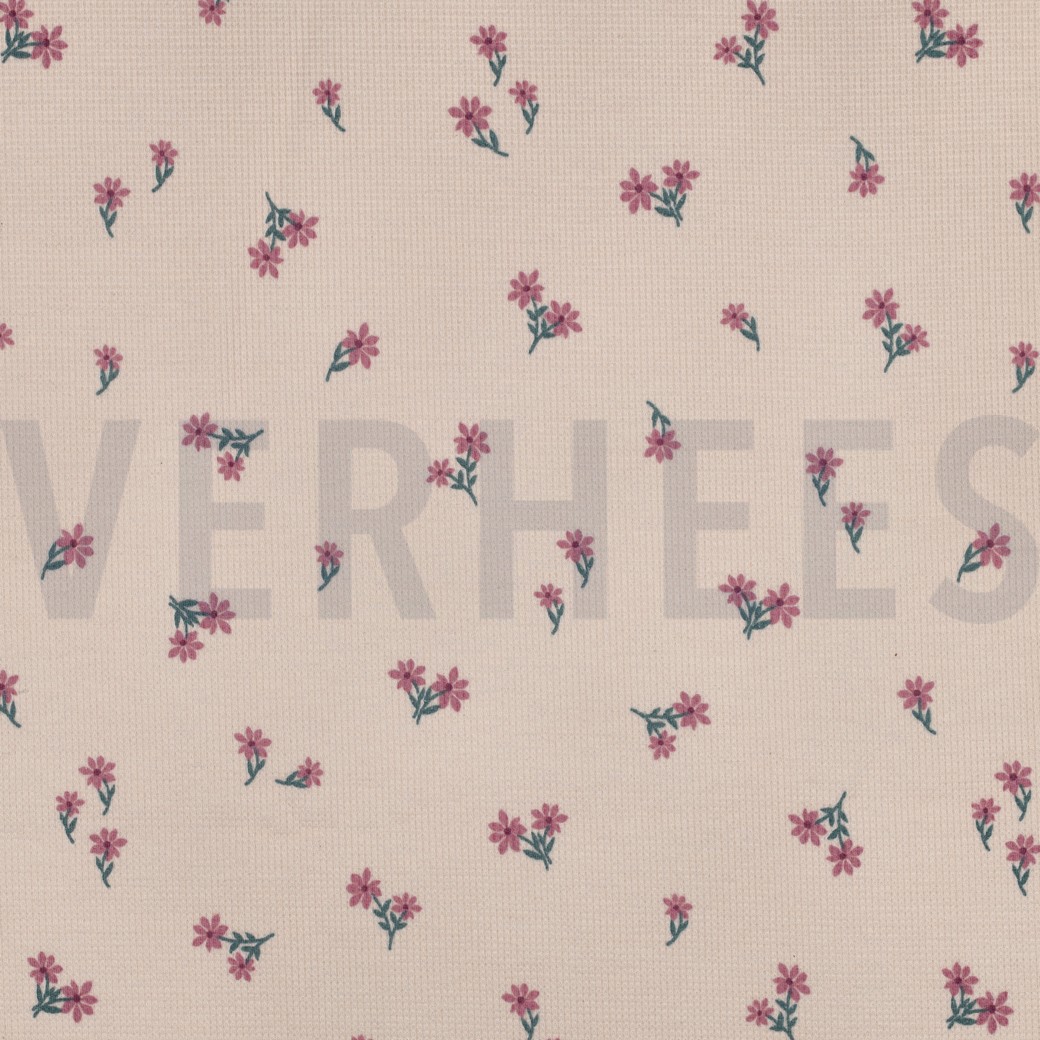 WAFFELJERSEY BLUMEN HELLROSA