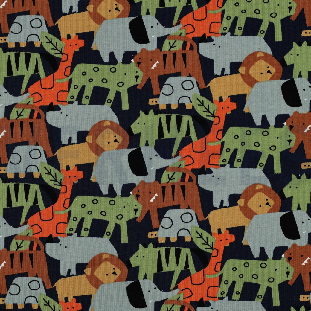 FRENCH TERRY TIERE MARINEBLAU