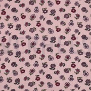 DOUBLE GAZE DE COTON FLEURS VIEUX ROSE (thumbnail)