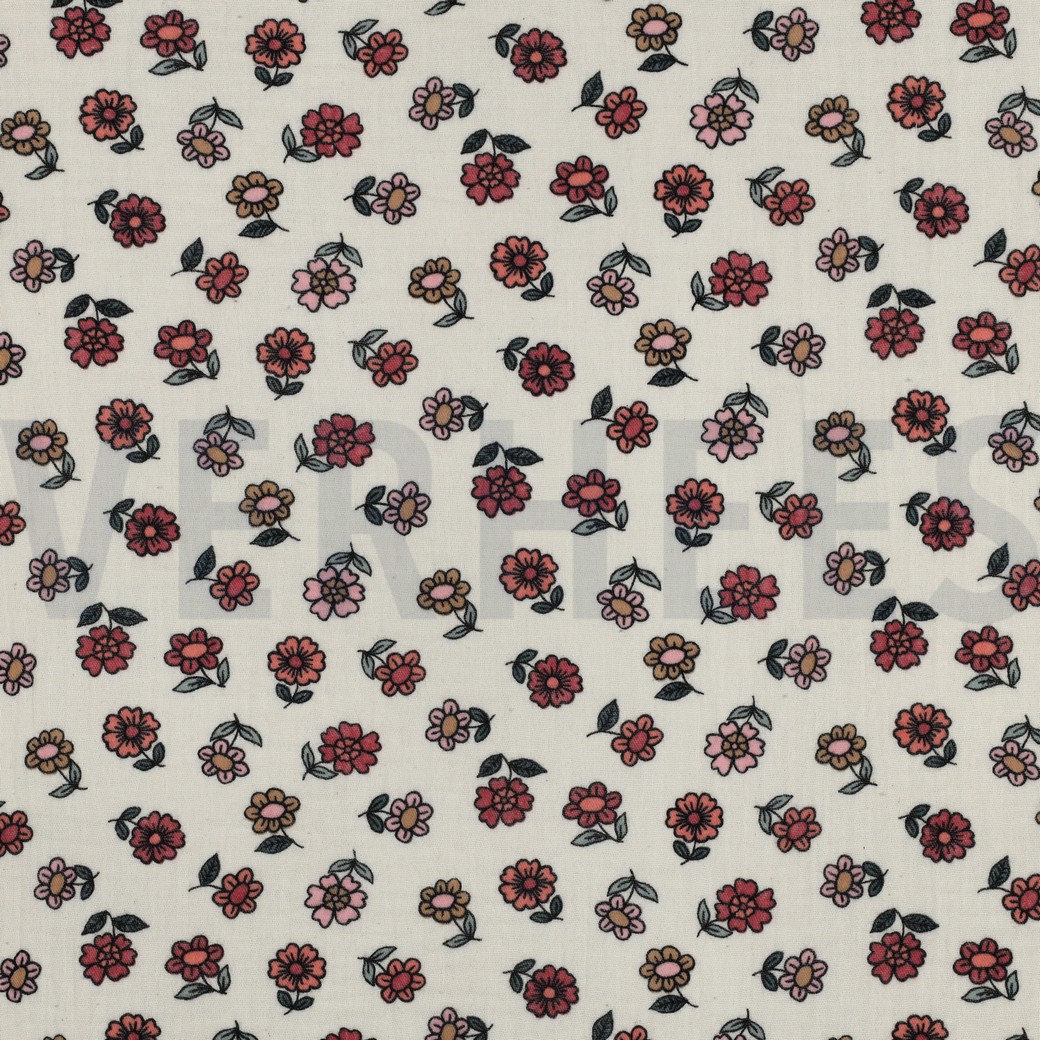 DOUBLE GAZE DE COTON FLEURS ÉCRU