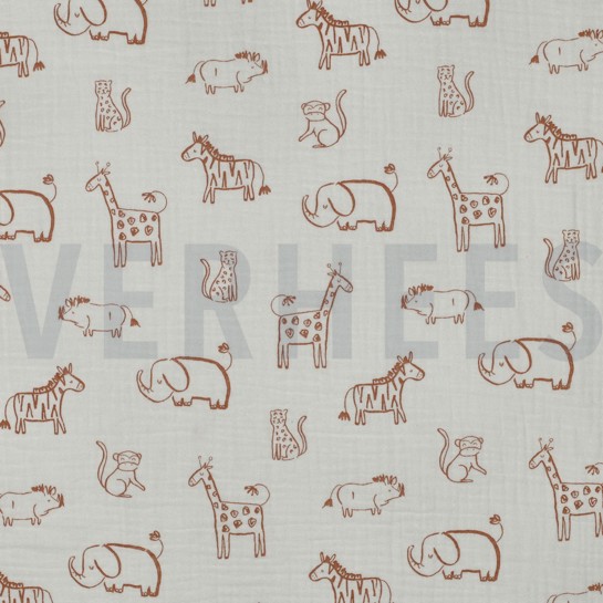 MUSSELIN SAFARI TIERE GEBROCHEN WEISS #7