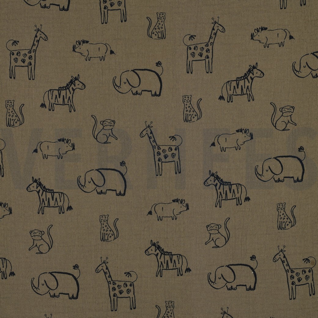 MUSSELIN SAFARI TIERE GRÜN