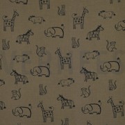 DOUBLE GAUZE SAFARI ANIMALS GREEN (thumbnail)