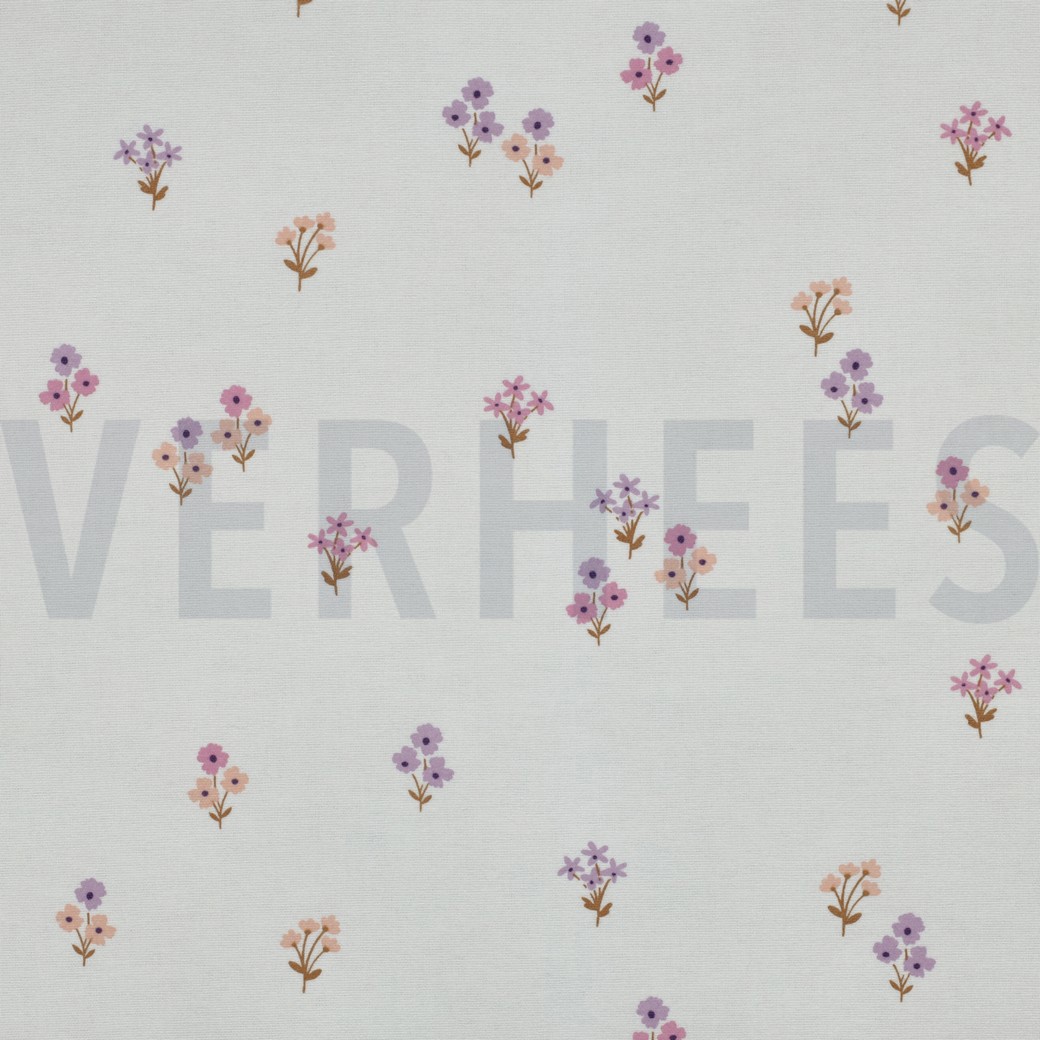 FLANELL BLUMEN WEISS