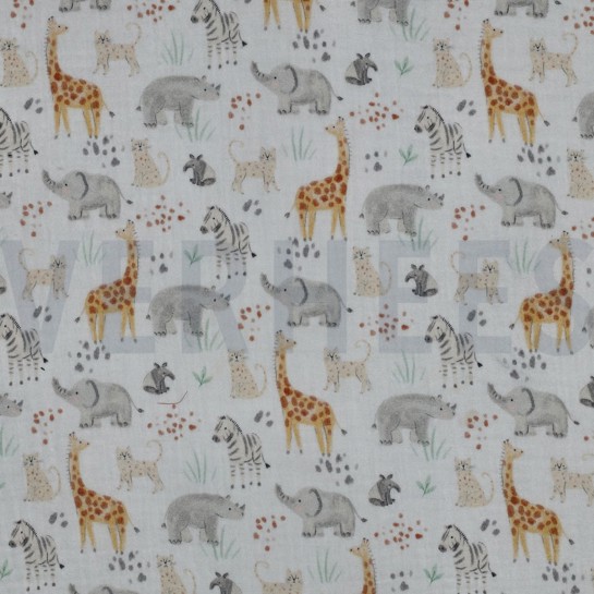 MUSSELIN DIGITAL SAFARI TIERE WEISS #7