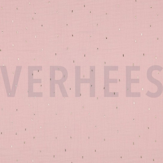 DOUBLE GAUZE FOLIE STREPEN LICHTROZE/GOUD #7