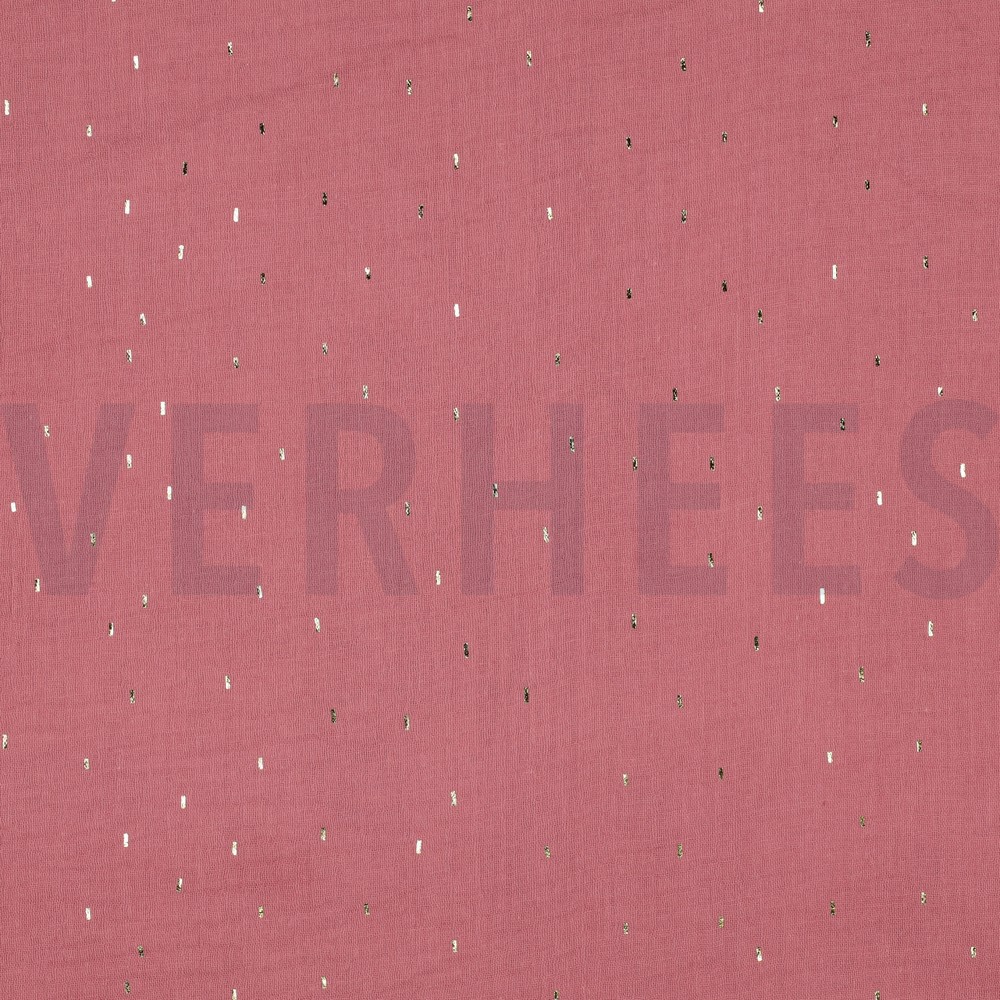 DOUBLE GAUZE FOLIE STREPEN MAUVE / GOUD