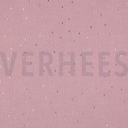 DOUBLE GAUZE FOLIE STREPEN OUDROZE/GOUD (thumbnail)