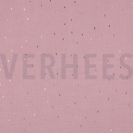 DOUBLE GAUZE FOLIE STREPEN OUDROZE/GOUD #7