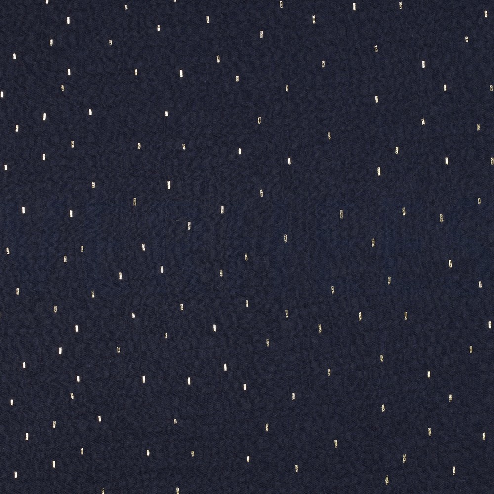 MUSSELIN FOLIE STREIFEN MARINEBLAU / GOLD