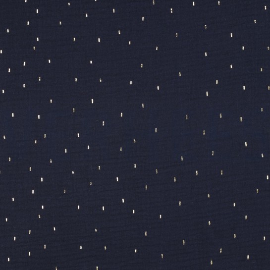 MUSSELIN FOLIE STREIFEN MARINEBLAU/GOLD #7