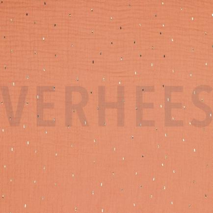 DOUBLE GAZE DE COTON FOIL RAYURES ABRICOT (hover)