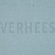 DOUBLE GAUZE FOIL STRIPES CYAN/GOLD (thumbnail)