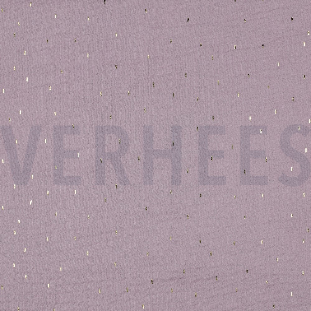 DOUBLE GAUZE FOLIE STREPEN LILA / GOUD