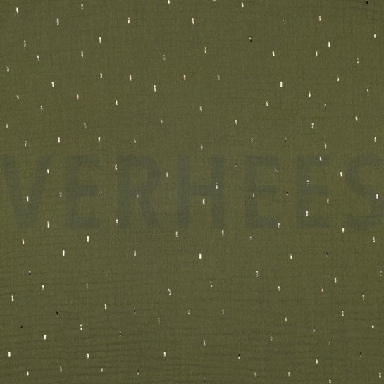 DOUBLE GAUZE FOLIE STREPEN GROEN/GOUD #7