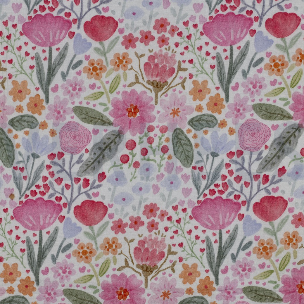 MUSSELIN DIGITAL BLUMEN WEISS