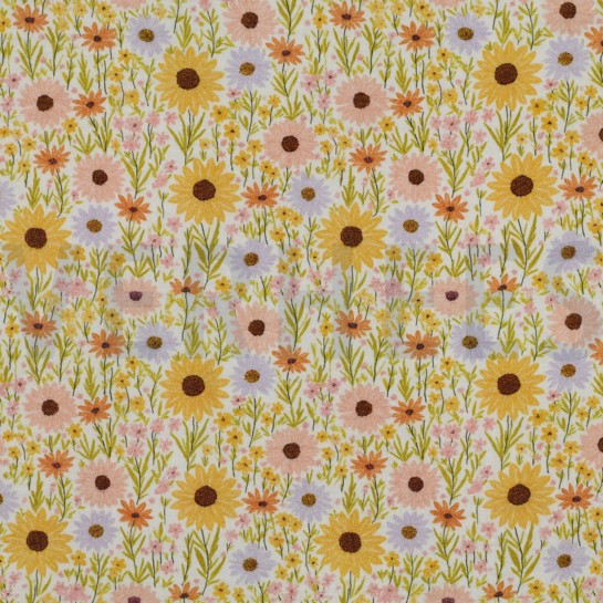 DOUBLE GAUZE DIGITAAL BLOEMEN GEEL #7