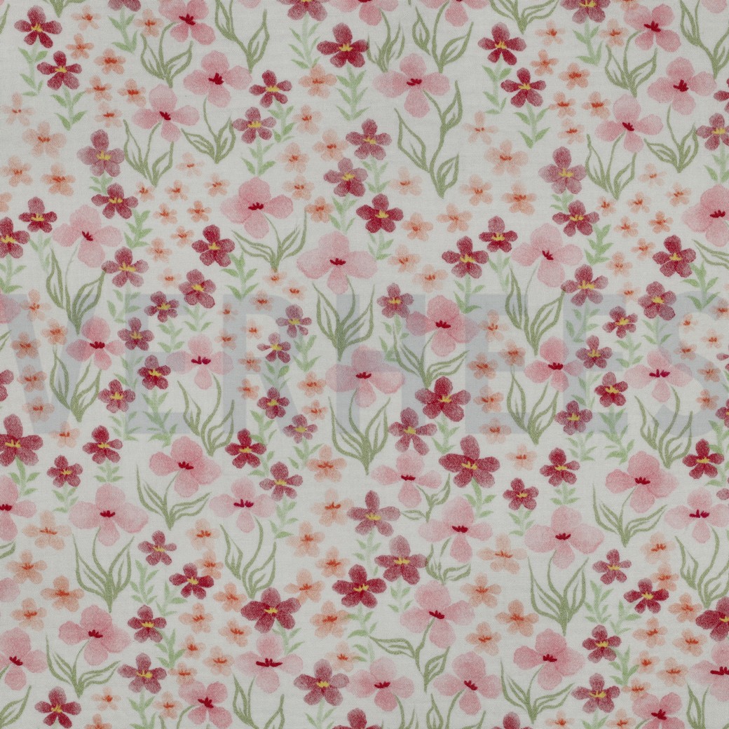 DOUBLE GAUZE DIGITAL FLOWERS PINK