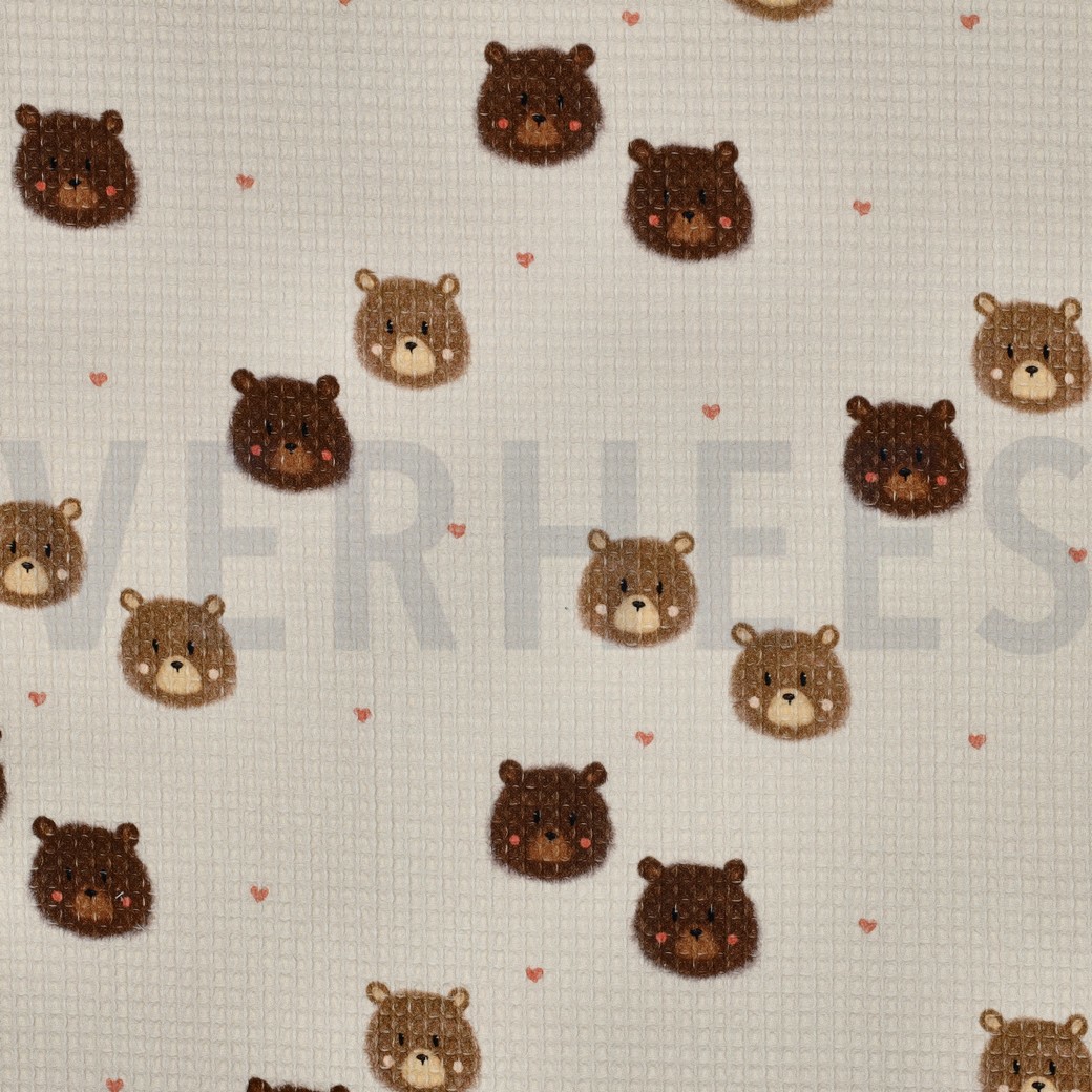 COTTON WAFFLE DIGITAL BEARS ECRU