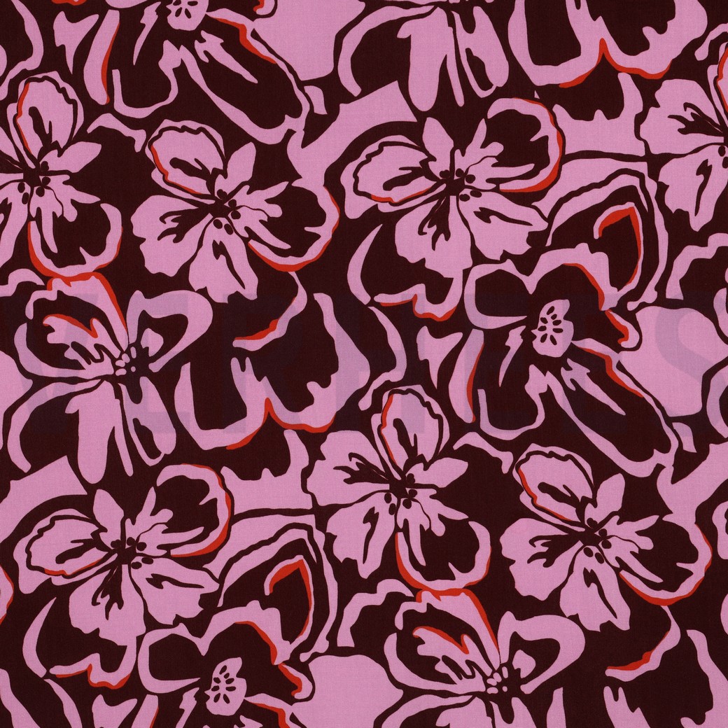 LENZING™ ECOVERO™ BLUMEN BORDEAUXROT