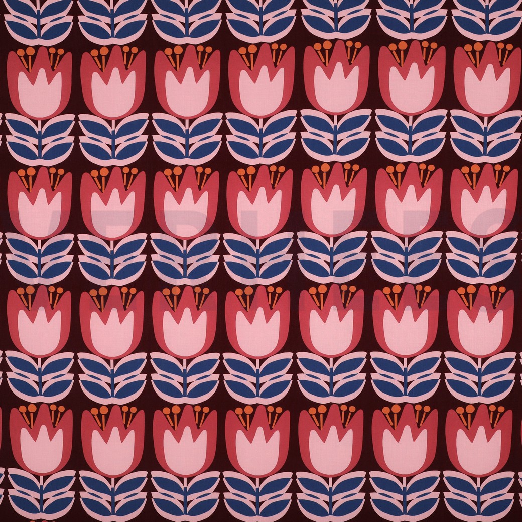 LENZING™ ECOVERO™ FLOWERS BURGUNDY