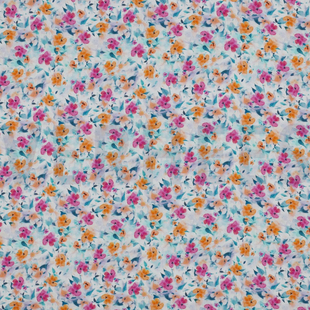 LENZING™ ECOVERO™ DIGITAL BLUMEN GEBROCHEN WEISS