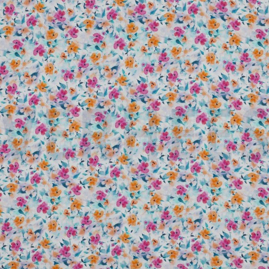 LENZING™ ECOVERO™ DIGITAL BLUMEN GEBROCHEN WEISS #7