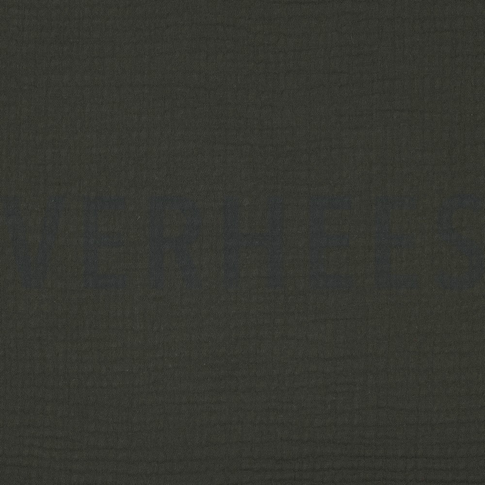 BAUMWOLLE MUSSELIN DREILAGIG GOTS DUNKELGRÜN