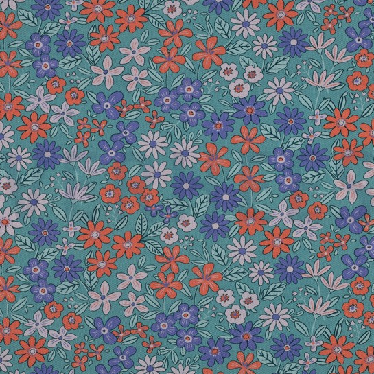 TOILE DÉCORATION FLEURS PÉTROLE #7