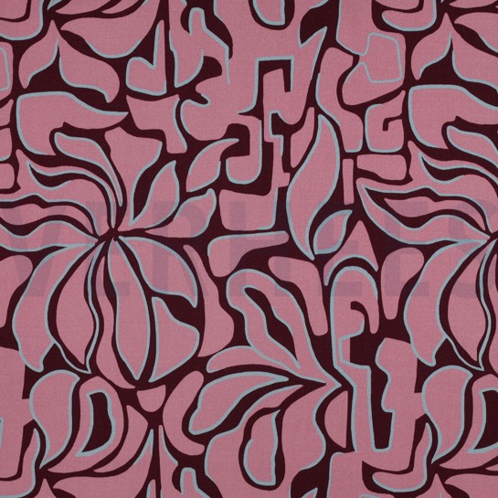 VISKOSE ROSELLA STRETCH ABSTRACT BORDEAUXROT #7