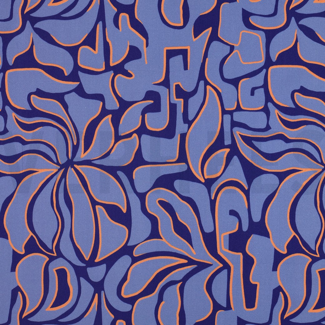 VISKOSE ROSELLA STRETCH ABSTRACT KOBALTBLAU