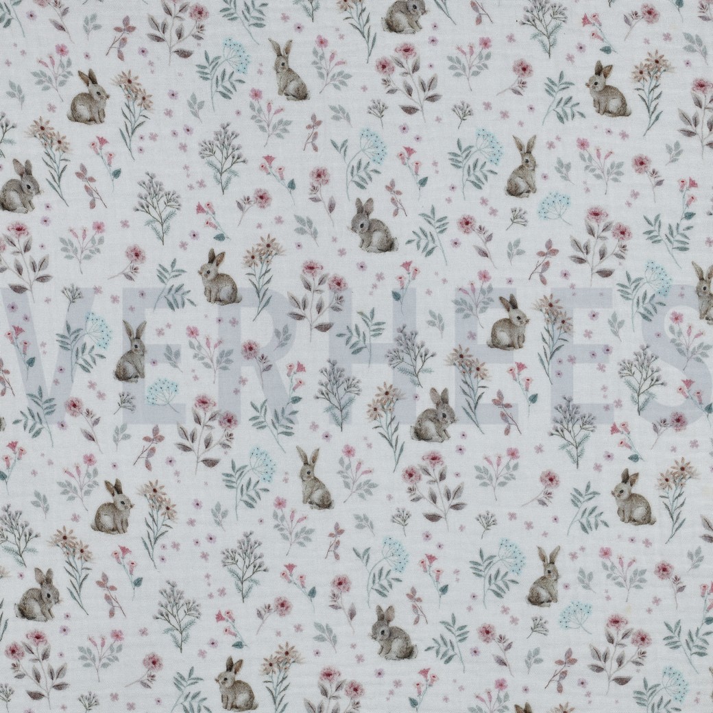 MUSSELIN GOTS DIGITAL WALDTIERE WEISS