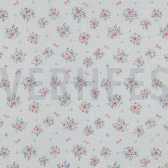 MUSSELIN GOTS DIGITAL BLUMEN WEISS #7