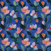VISCOSE STRETCH DIGITAL FLOWERS COBALT (thumbnail)