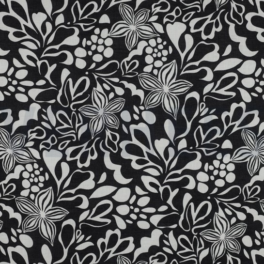 BAUMWOLLE VOILE BLUMEN SCHWARZ #7