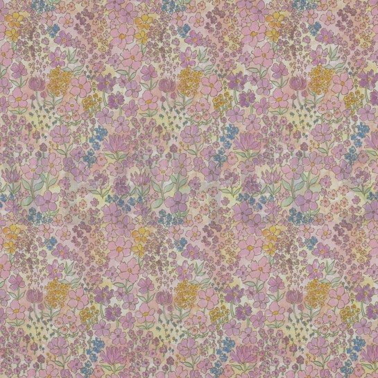 BAUMWOLLE VOILE DIGITAL KLEINE BLUMEN HELLROSA #7