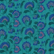 MUSSELIN GESTEPPT BLUMEN PETROL (thumbnail)