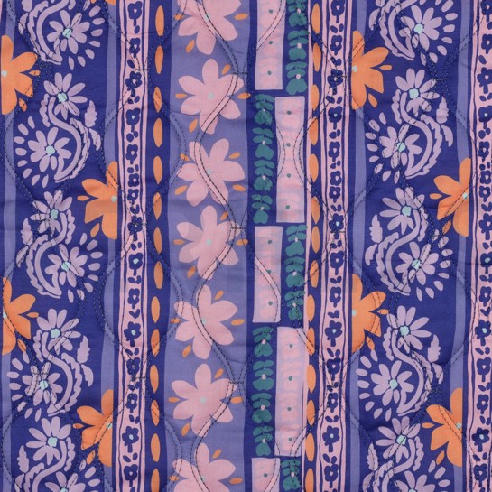 BAUMWOLLE VOILE GESTEPPT DIGITAL BLUMEN LILA/VIOLETT #7