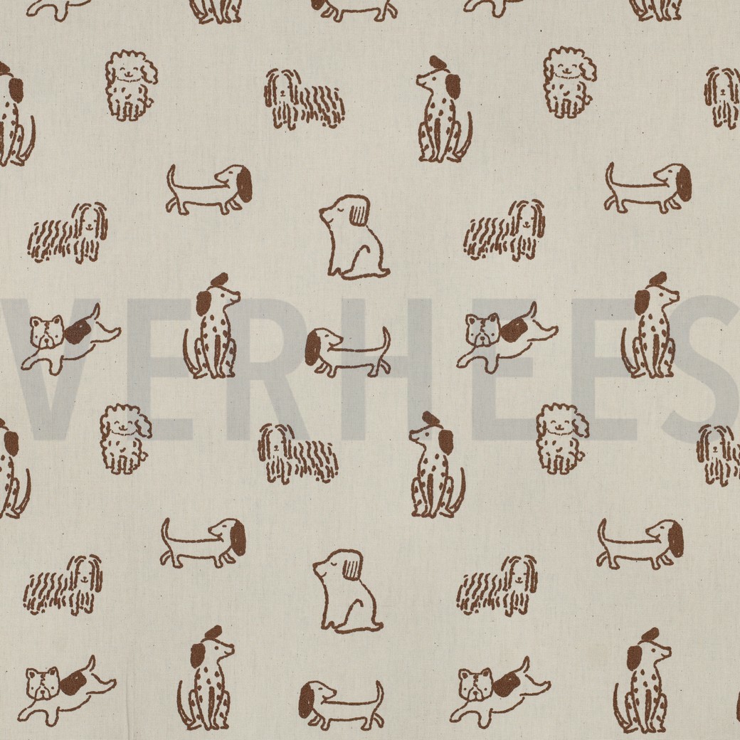 BAUMWOLLE POPELINE GOTS NATURAL HUNDE NATUR