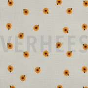 DOUBLE GAUZE EMBROIDERY SUNFLOWERS NATURAL (thumbnail)