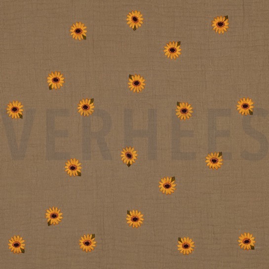 MUSSELIN STICKEREI SONNENBLUMEN BEIGE #7
