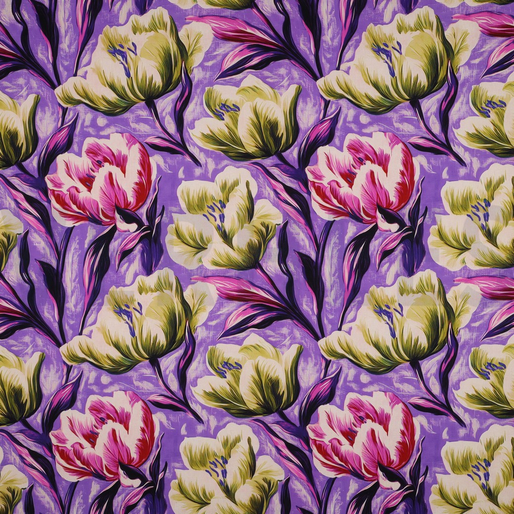 LENZING™ ECOVERO™ DIGITAL FLOWERS PURPLE