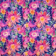 VISCOSE SATIN DIGITAL FLEURS ROSE (thumbnail)