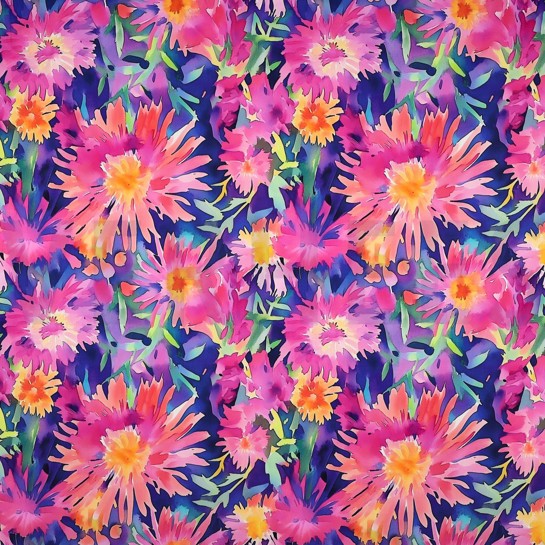 VISCOSE SATIN DIGITAL FLEURS ROSE #7