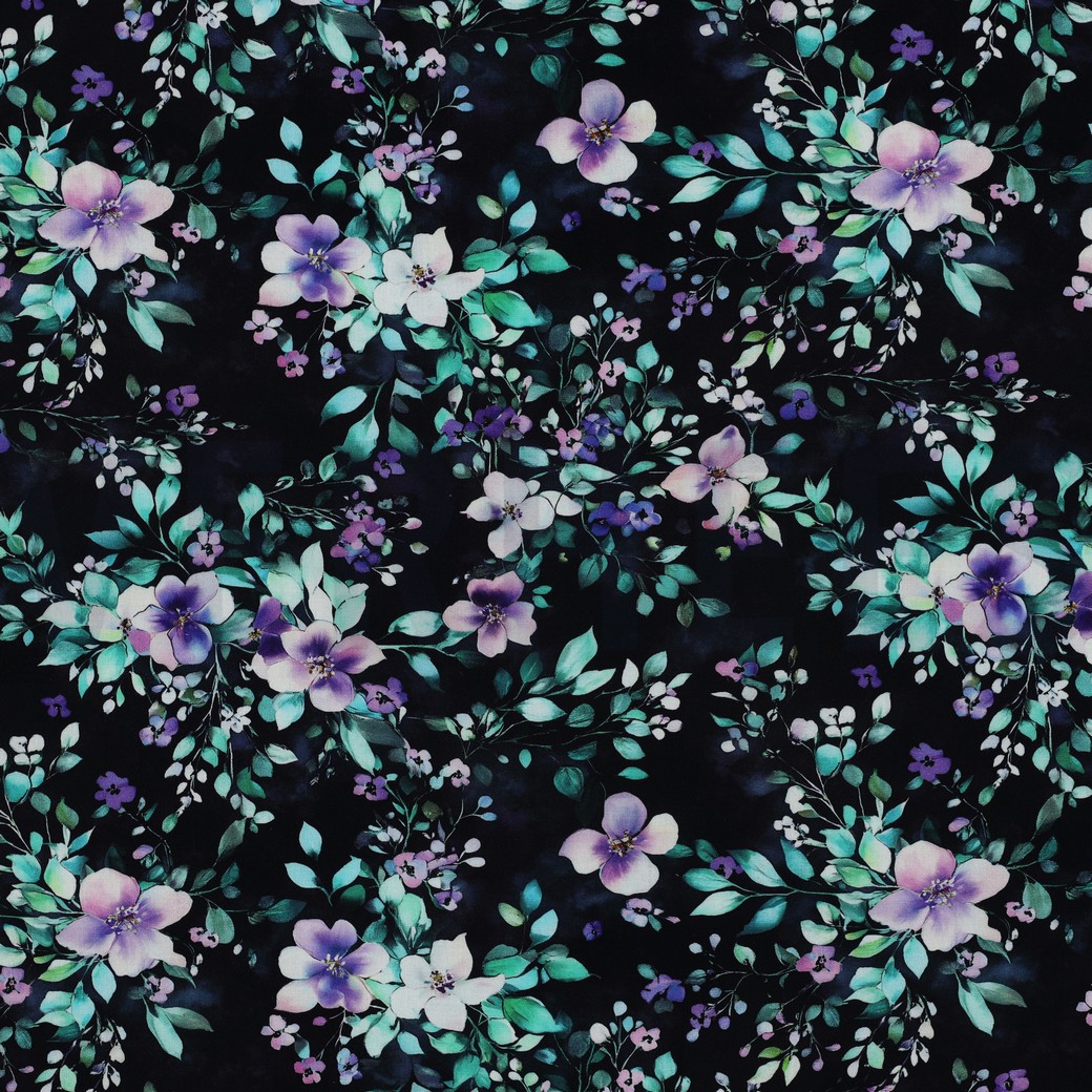 VISKOSE RADIANCE DIGITAL BLUMEN SCHWARZ
