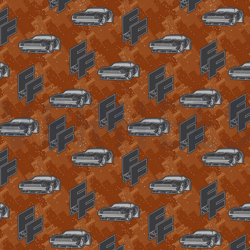 FRENCH TERRY DIGITAL FAST & FURIOUS BRICK