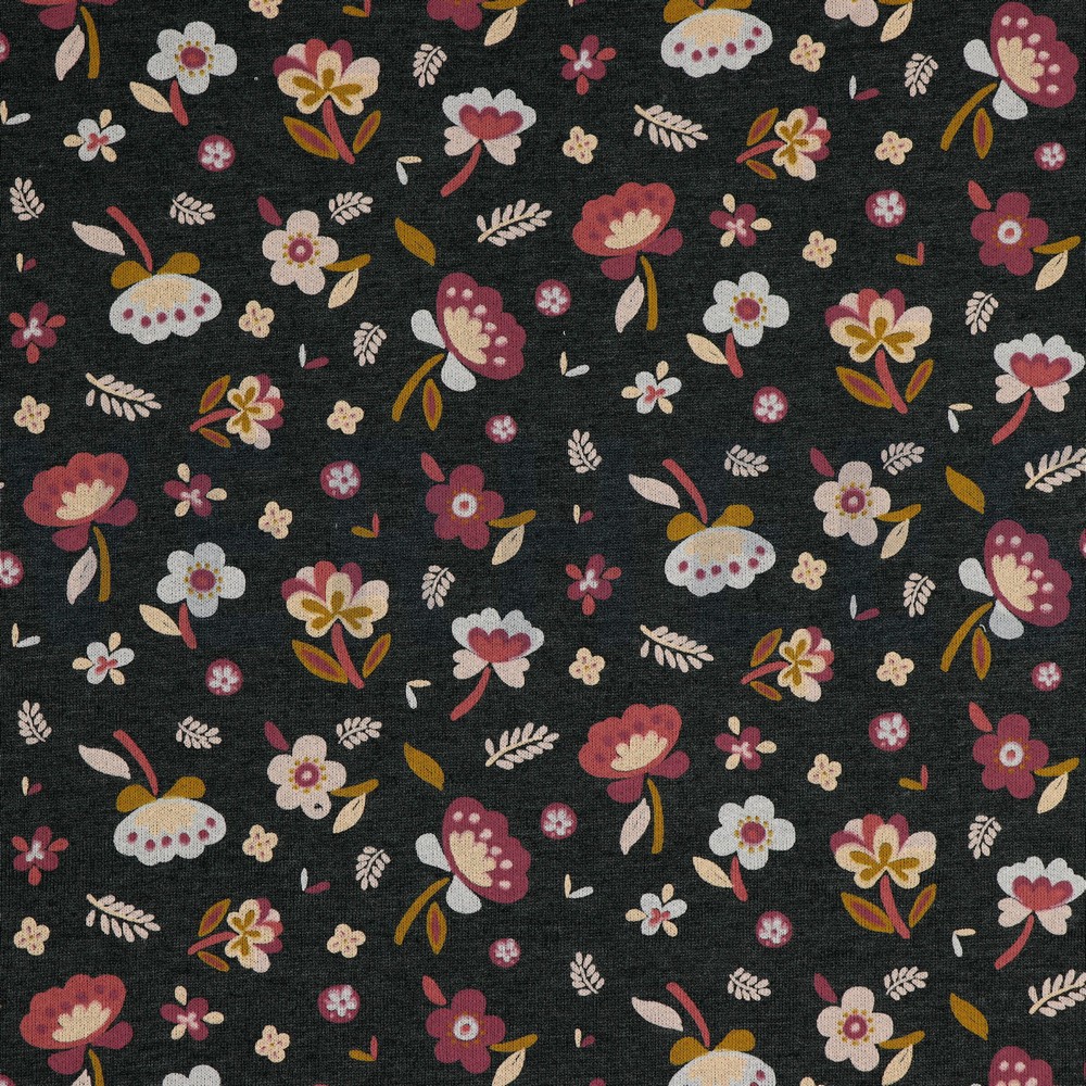 SWEAT BLUMEN ANTHRAZIT MELIERT